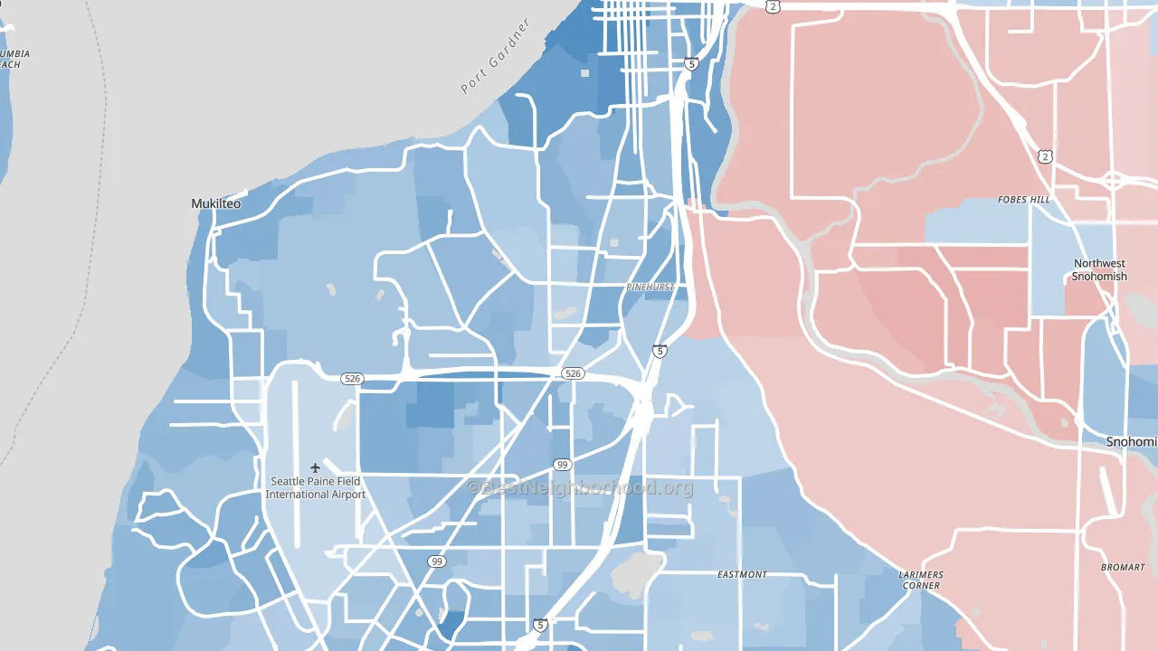 Everett, WA block-group political-lean map