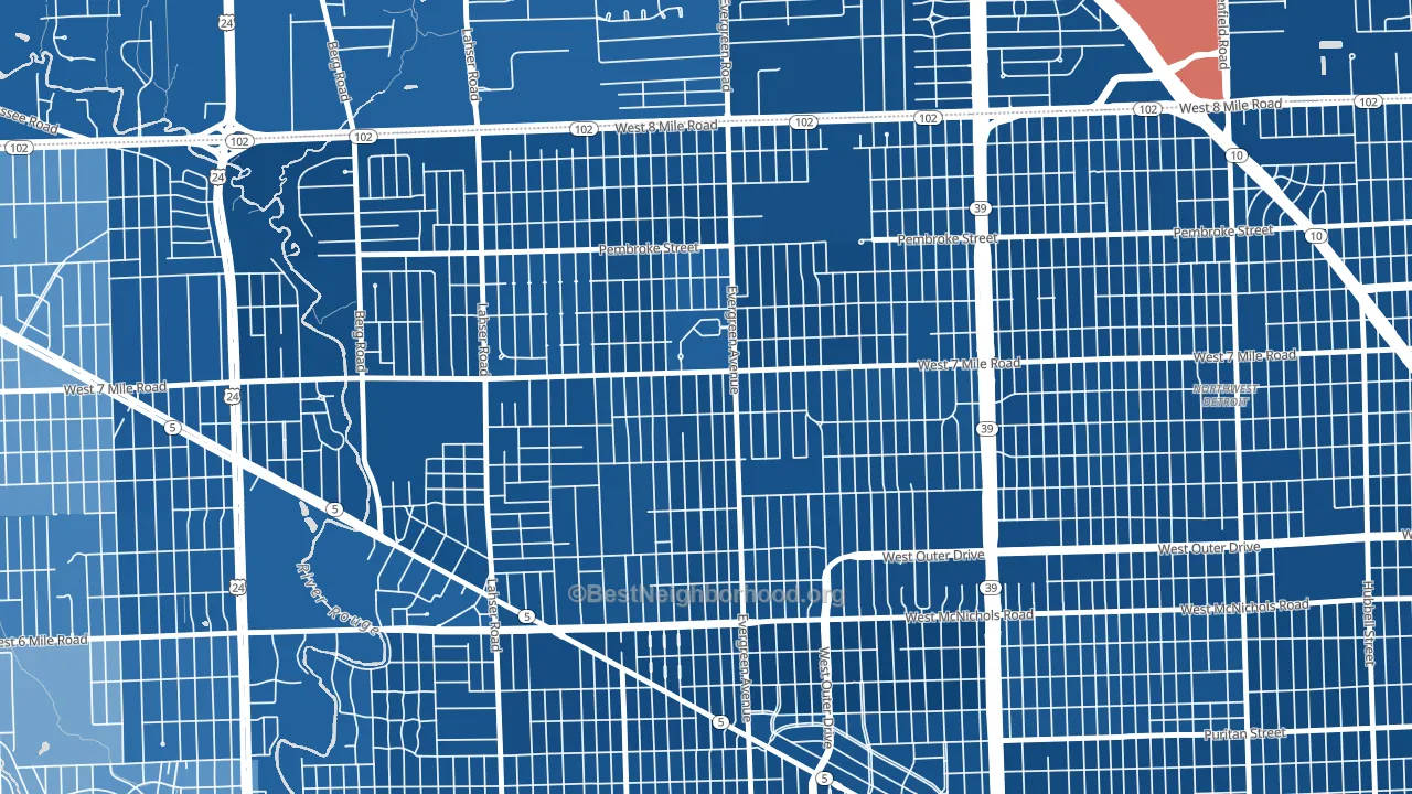 Evergreen, Detroit, MI block-group political-lean map