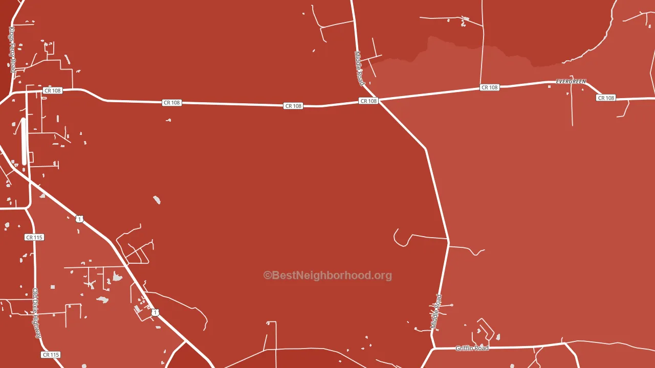 Evergreen, FL block-group political-lean map