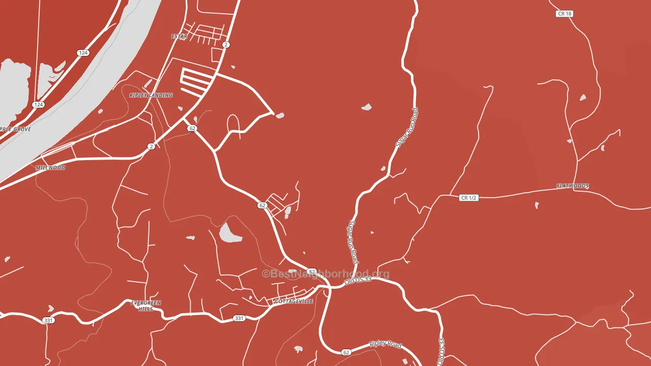 Evergreen Hills, WV block-group political-lean map