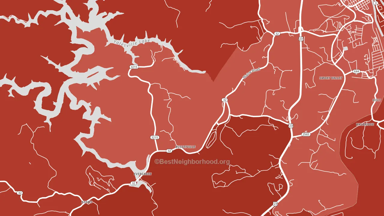 Evergreen, KY block-group political-lean map