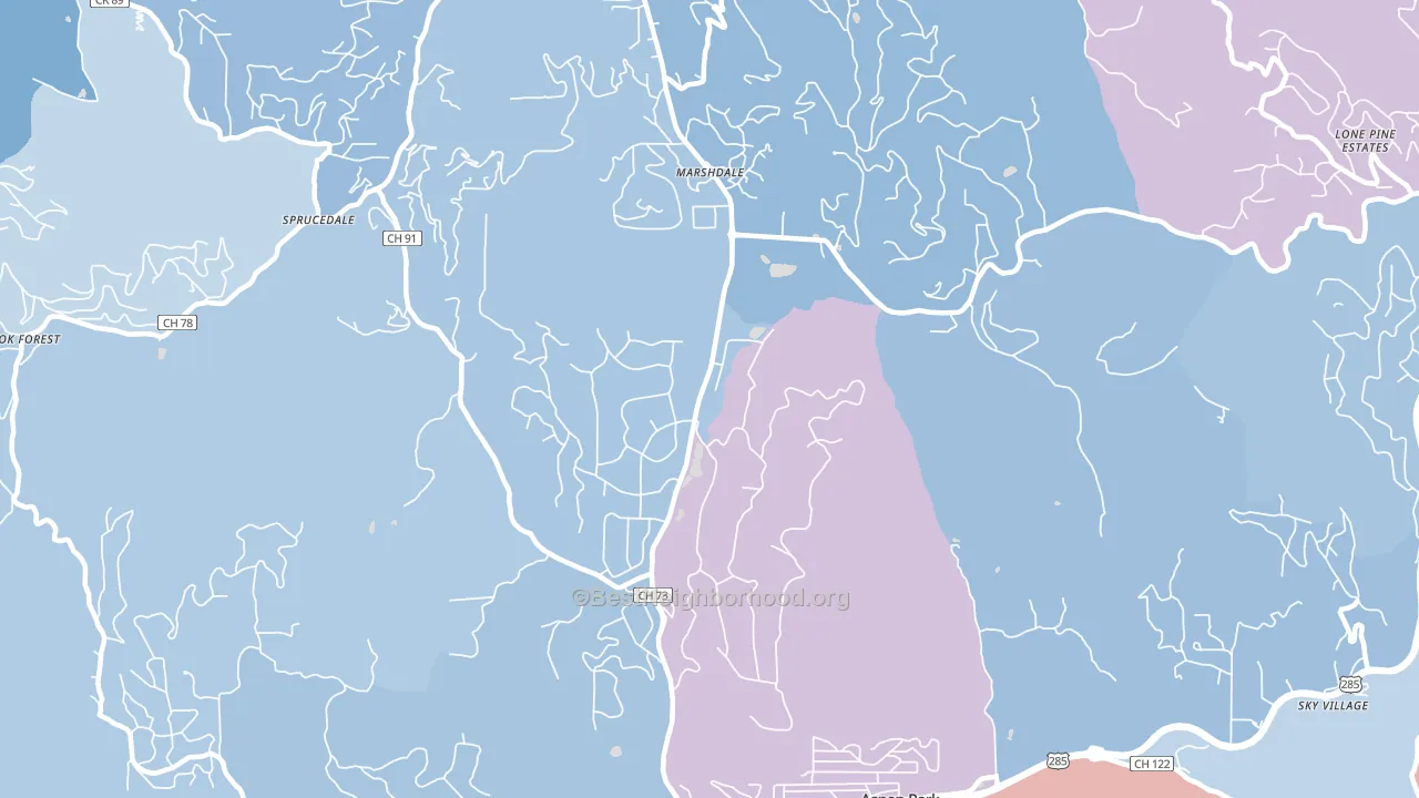 Evergreen Meadows, Evergreen, CO block-group political-lean map