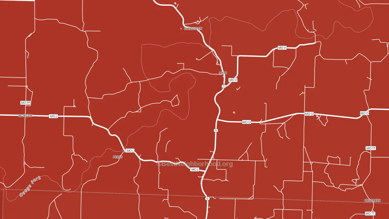 Evergreen, MO block-group political-lean map