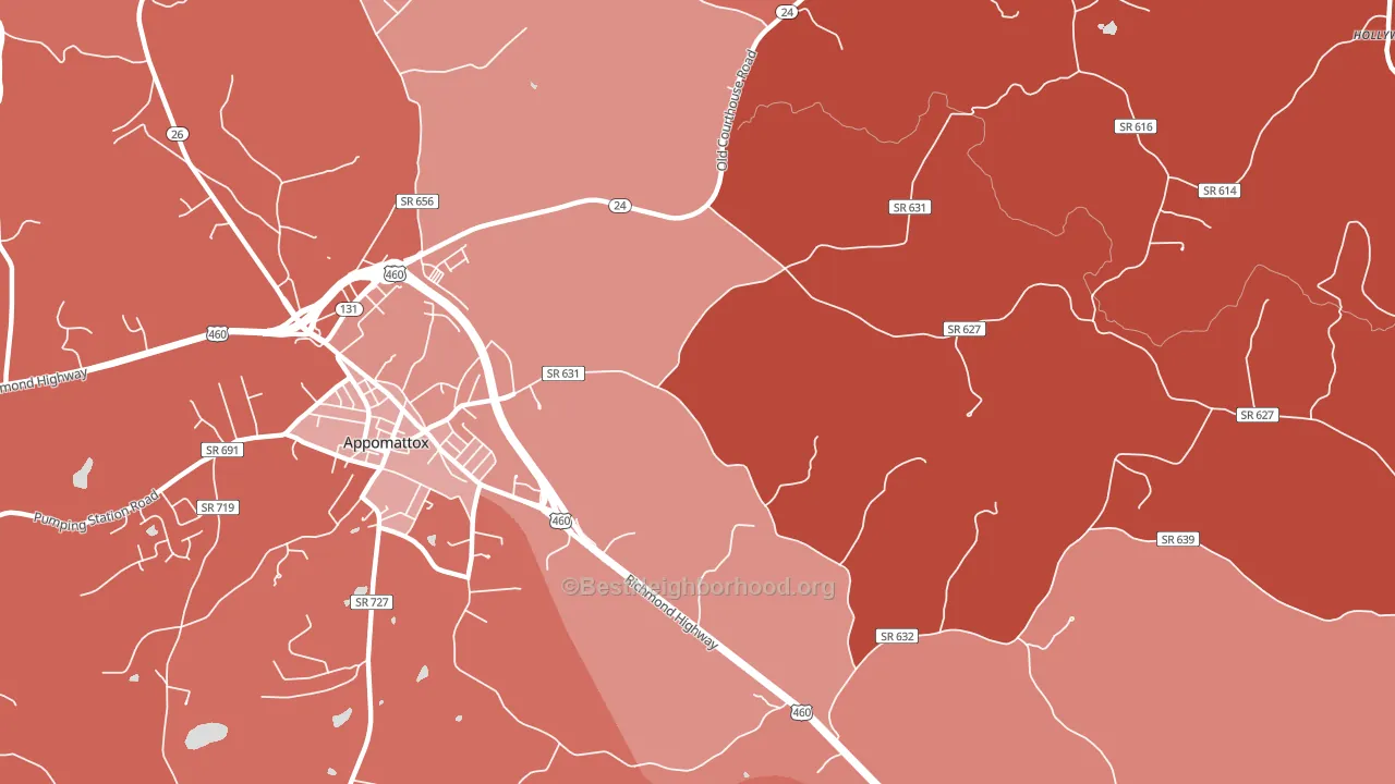 Evergreen, VA block-group political-lean map