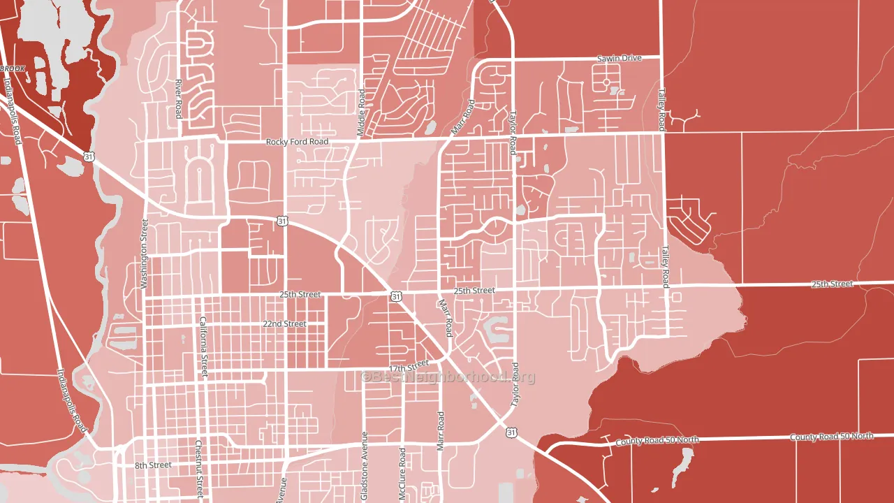 Everroad Park, Columbus, IN block-group political-lean map