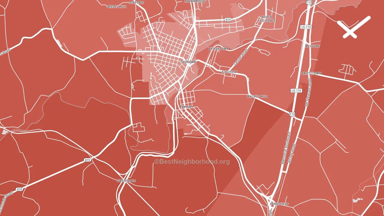 Everson, PA block-group political-lean map