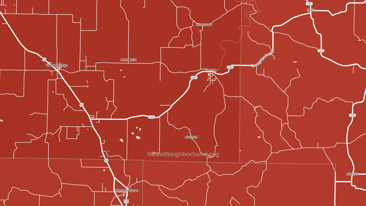 Everton, AR block-group political-lean map
