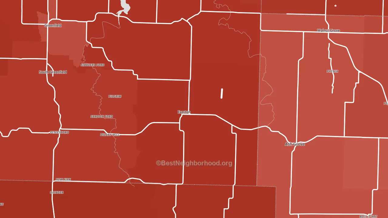Everton, MO block-group political-lean map