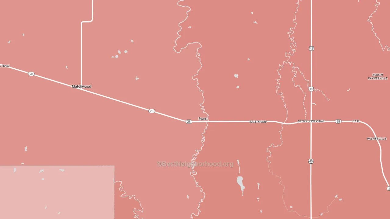 Ewen, MI block-group political-lean map