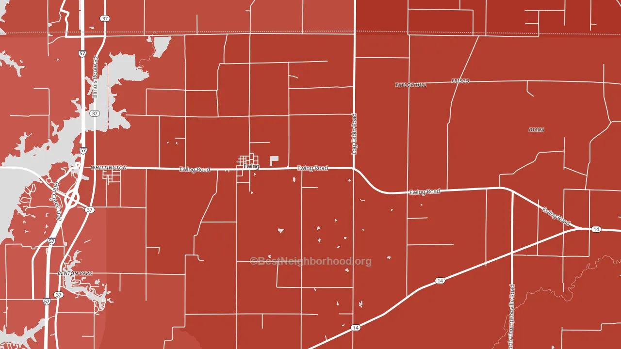 Ewing, IL block-group political-lean map