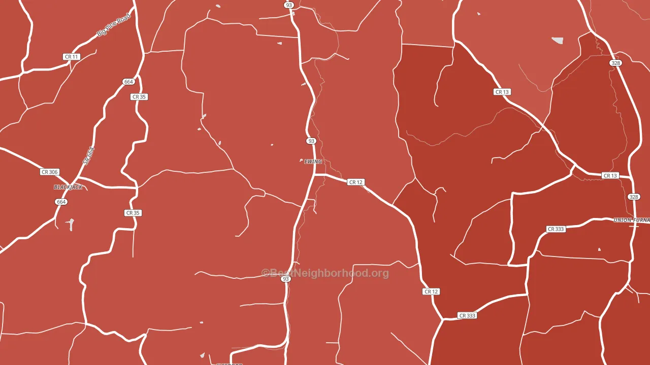 Ewing, OH block-group political-lean map
