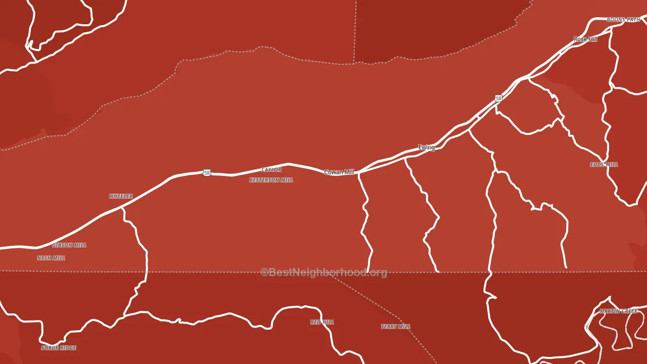 Ewing, VA block-group political-lean map