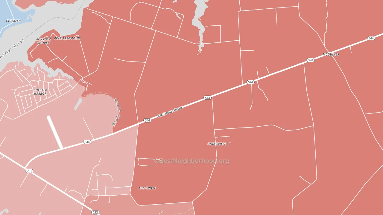 Ewingville, MD block-group political-lean map