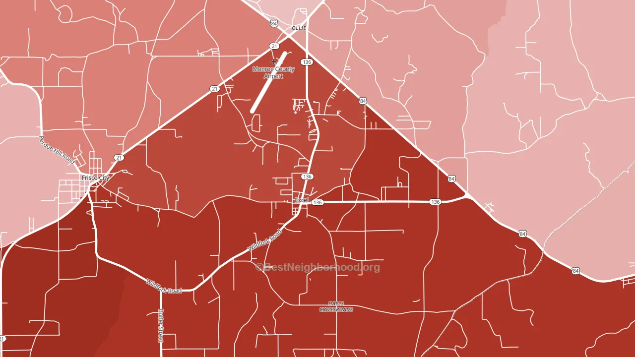 Excel, AL block-group political-lean map