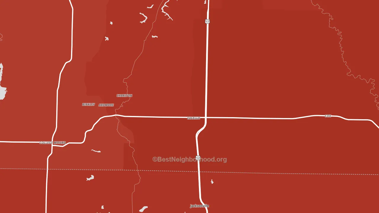 Excello, MO block-group political-lean map