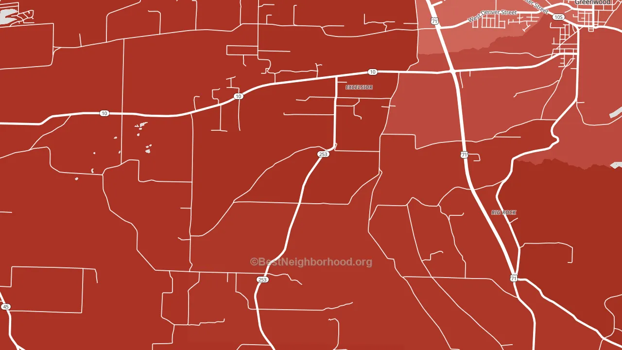 Excelsior, AR block-group political-lean map