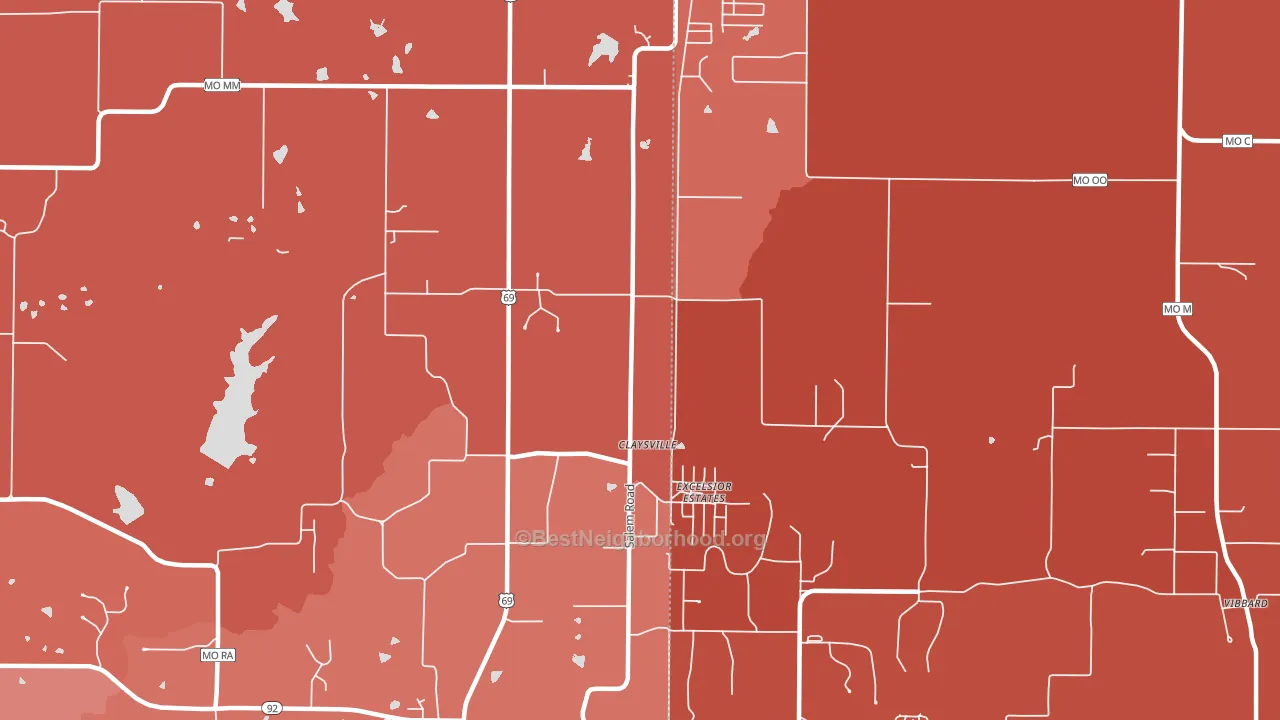 Excelsior Estates, MO block-group political-lean map