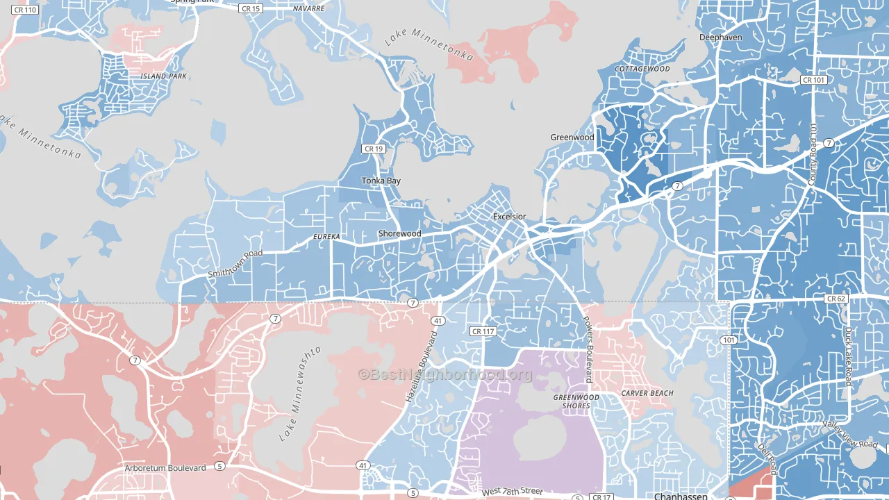 Excelsior, MN block-group political-lean map