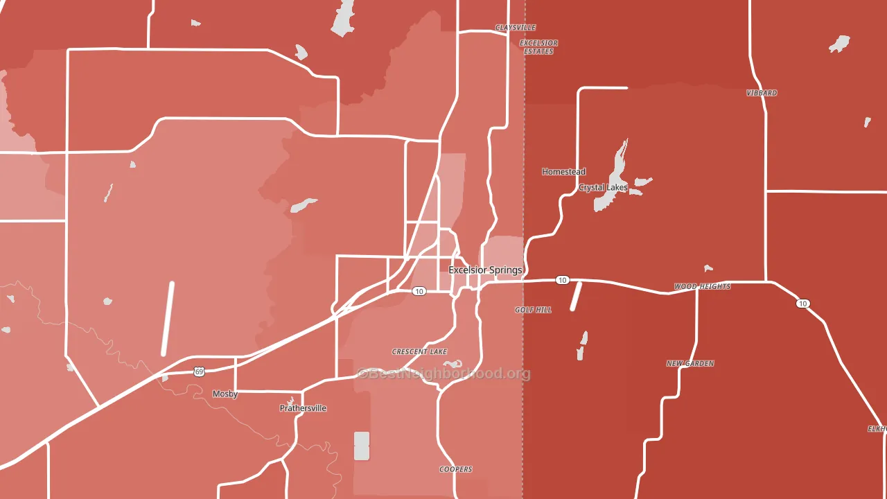 Excelsior Springs, MO block-group political-lean map