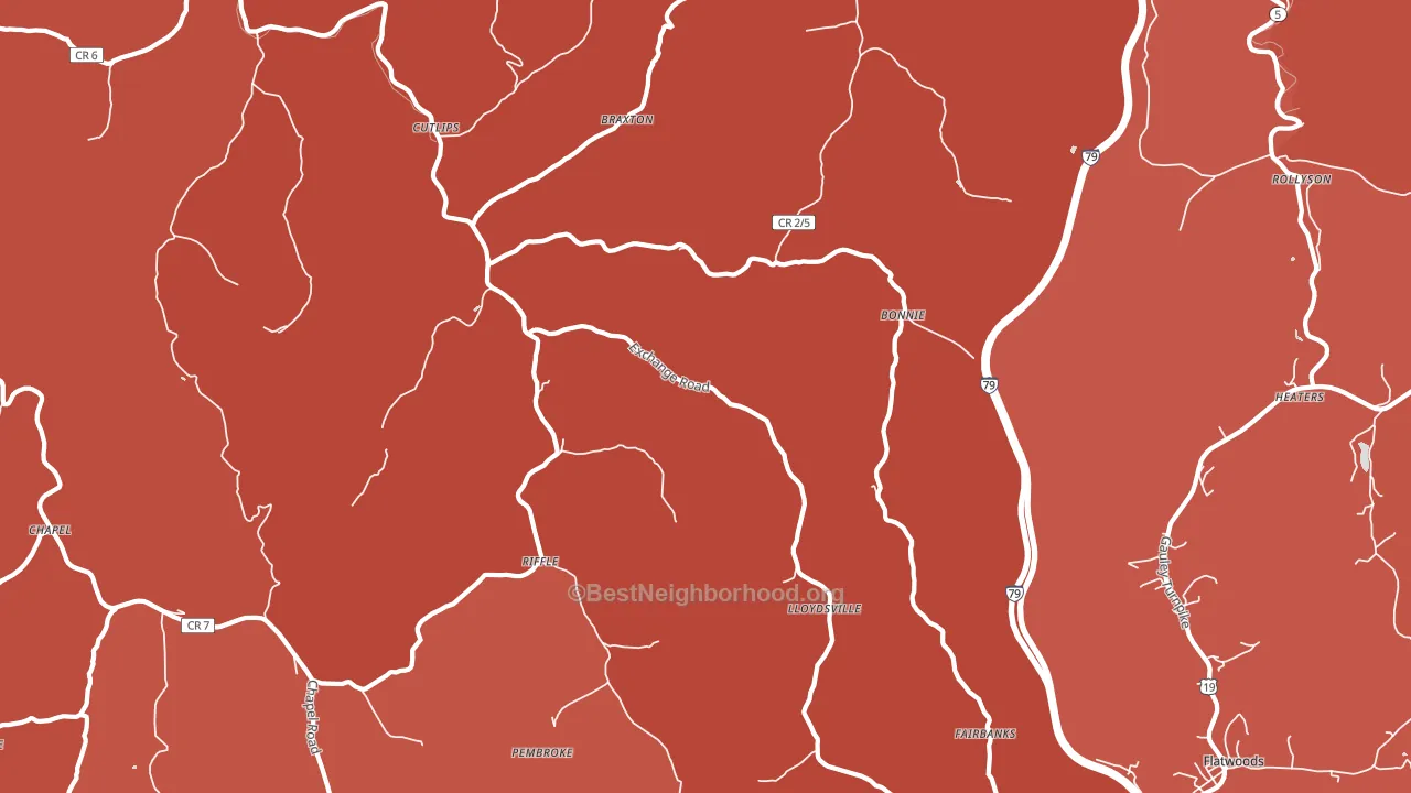 Exchange, WV block-group political-lean map