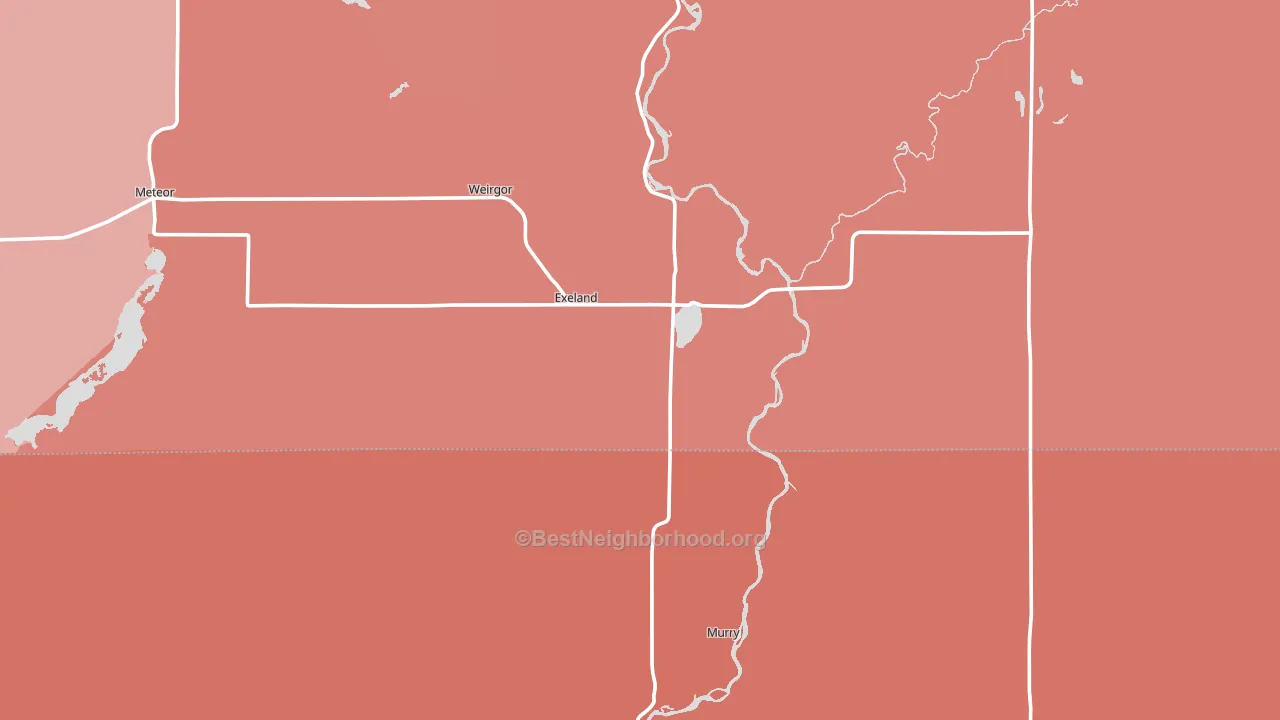 Exeland, WI block-group political-lean map