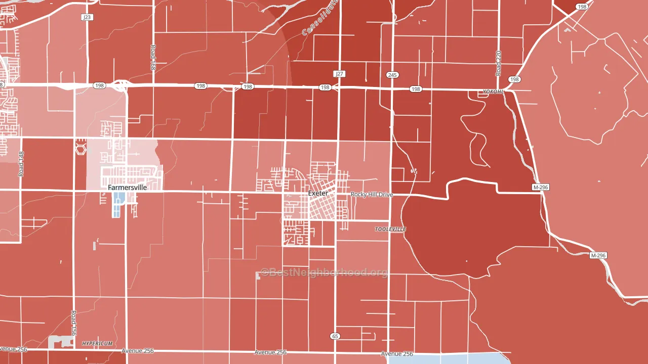 Exeter, CA block-group political-lean map