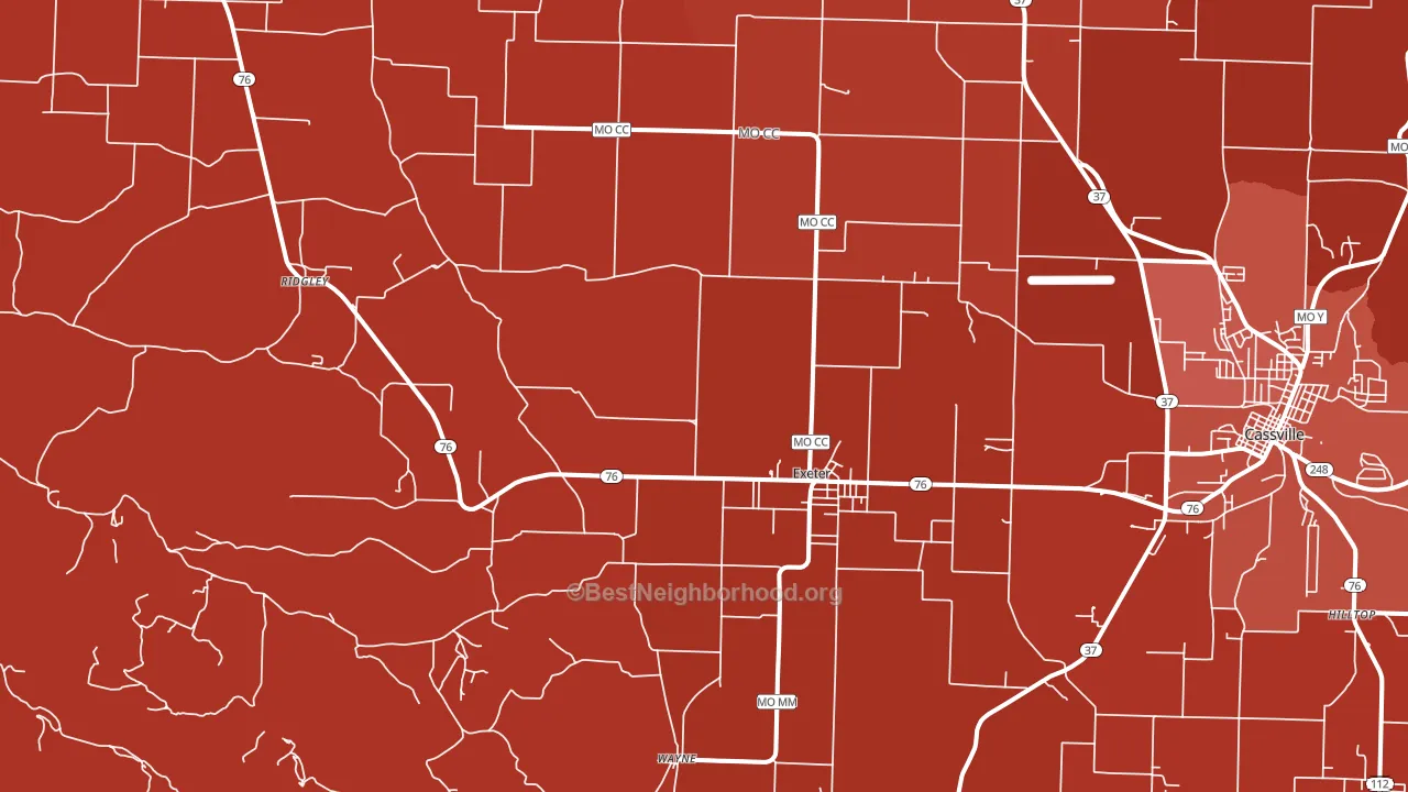 Exeter, MO block-group political-lean map