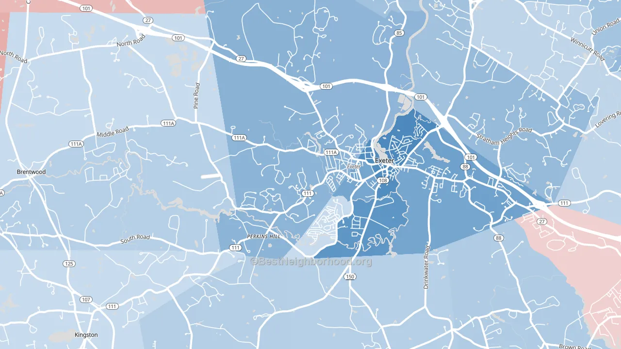 Exeter, NH block-group political-lean map