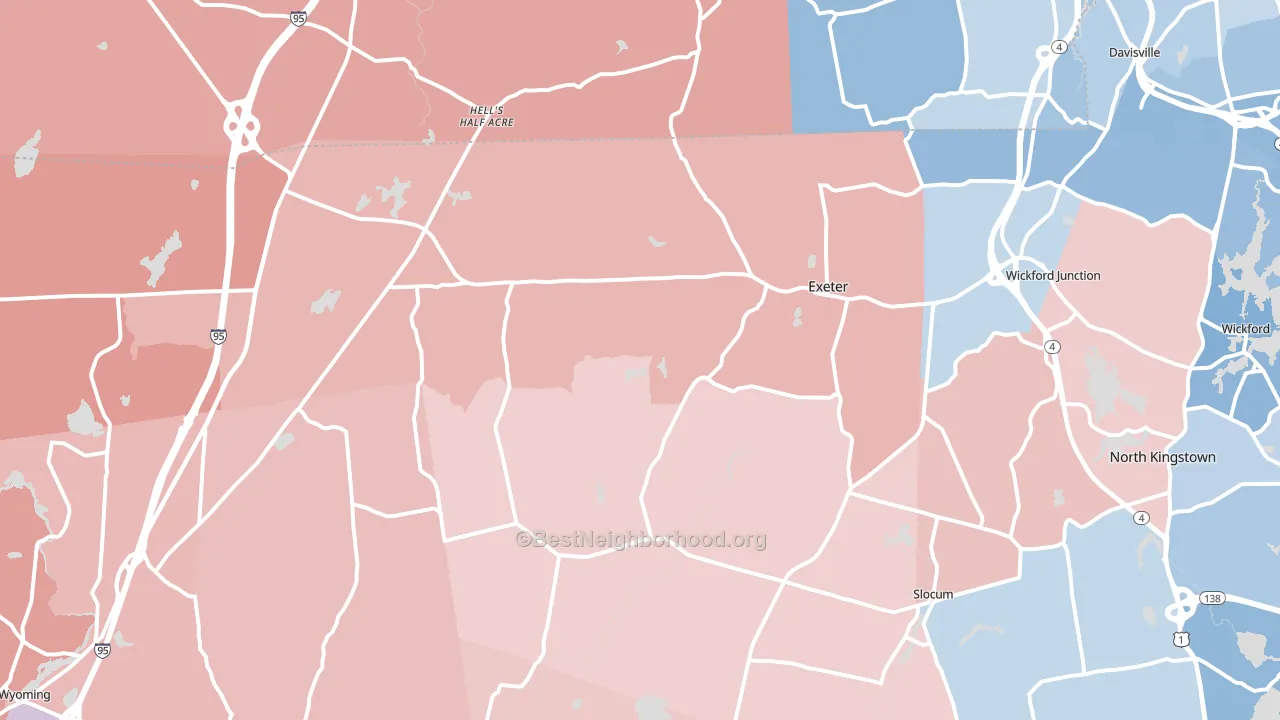 Exeter, RI block-group political-lean map