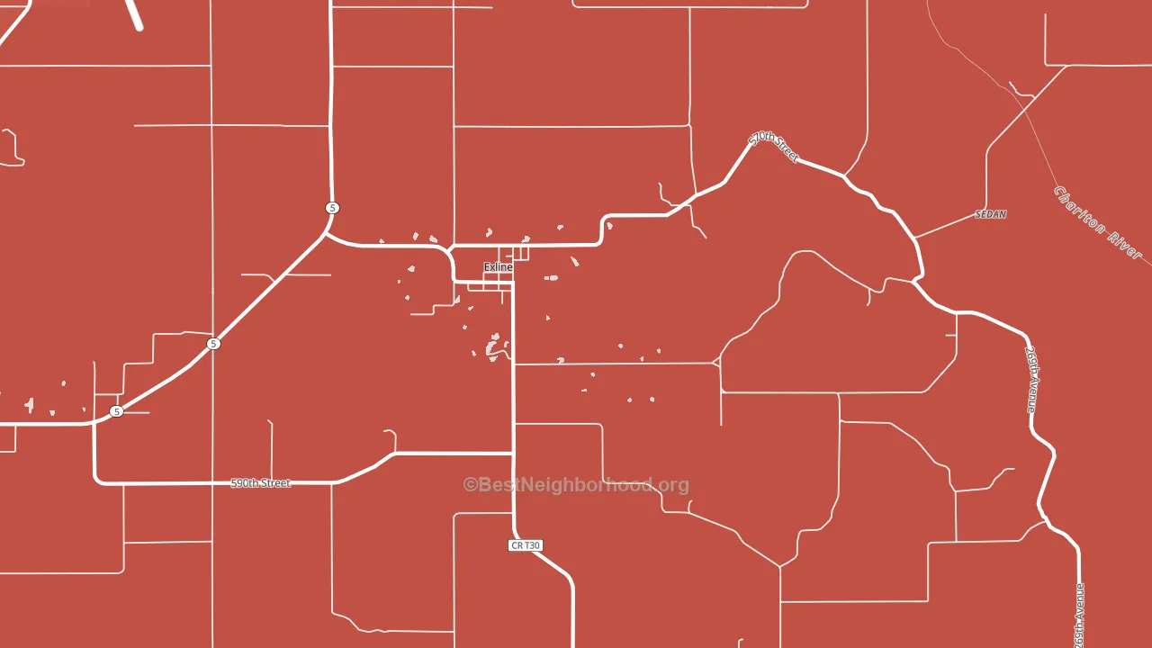 Exline, IA block-group political-lean map