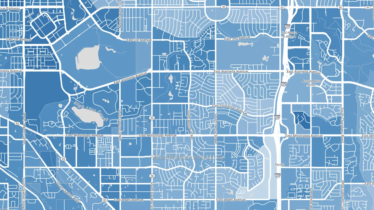 Expo Park, Aurora, CO block-group political-lean map