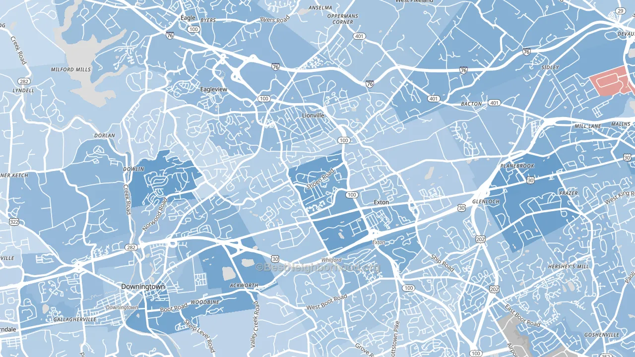Exton, PA block-group political-lean map