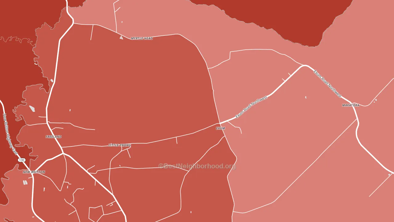 Exum, NC block-group political-lean map