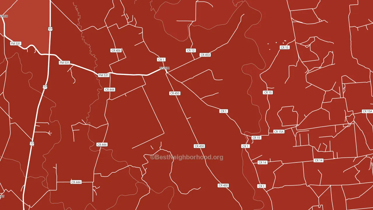 Ezzell, TX block-group political-lean map