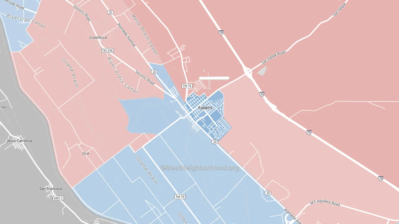 Fabens, TX block-group political-lean map