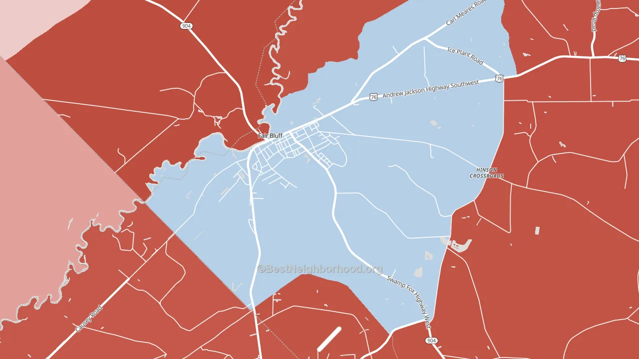 Fair Bluff, NC block-group political-lean map