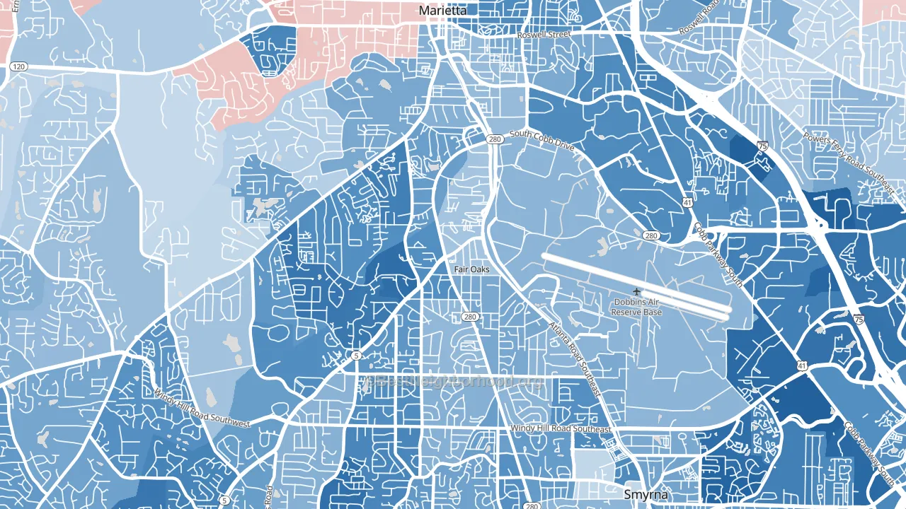 Fair Oaks, GA block-group political-lean map
