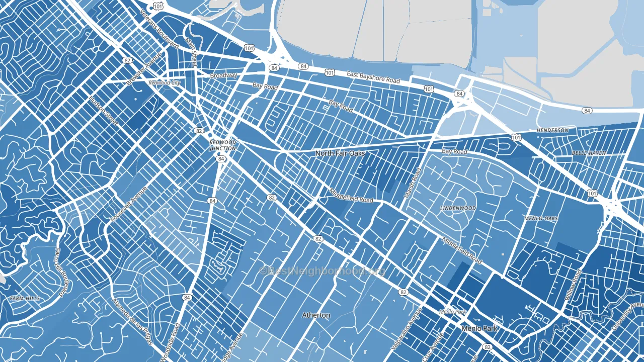 Fair Oaks, North Fair Oaks, CA block-group political-lean map