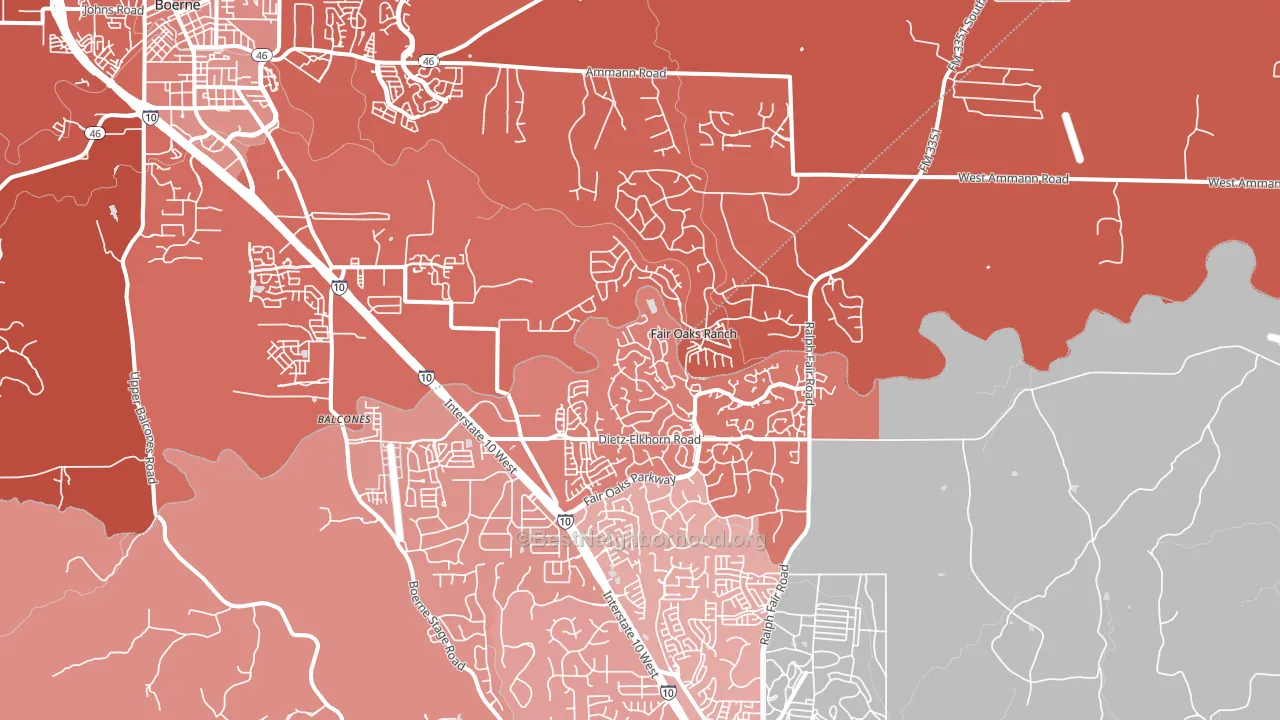 Fair Oaks Ranch, TX block-group political-lean map