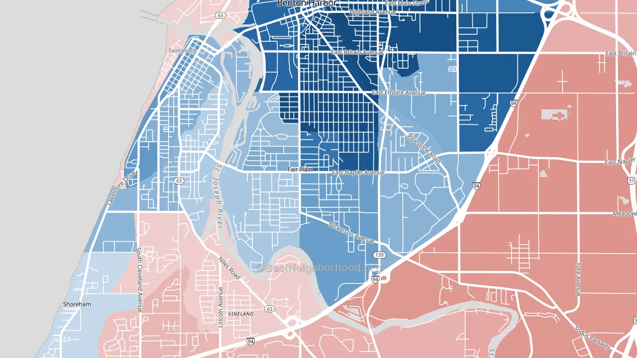 Fair Plain, MI block-group political-lean map