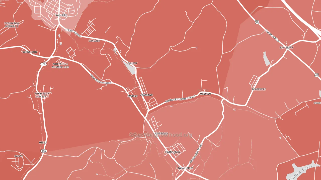 Fairbank, PA block-group political-lean map