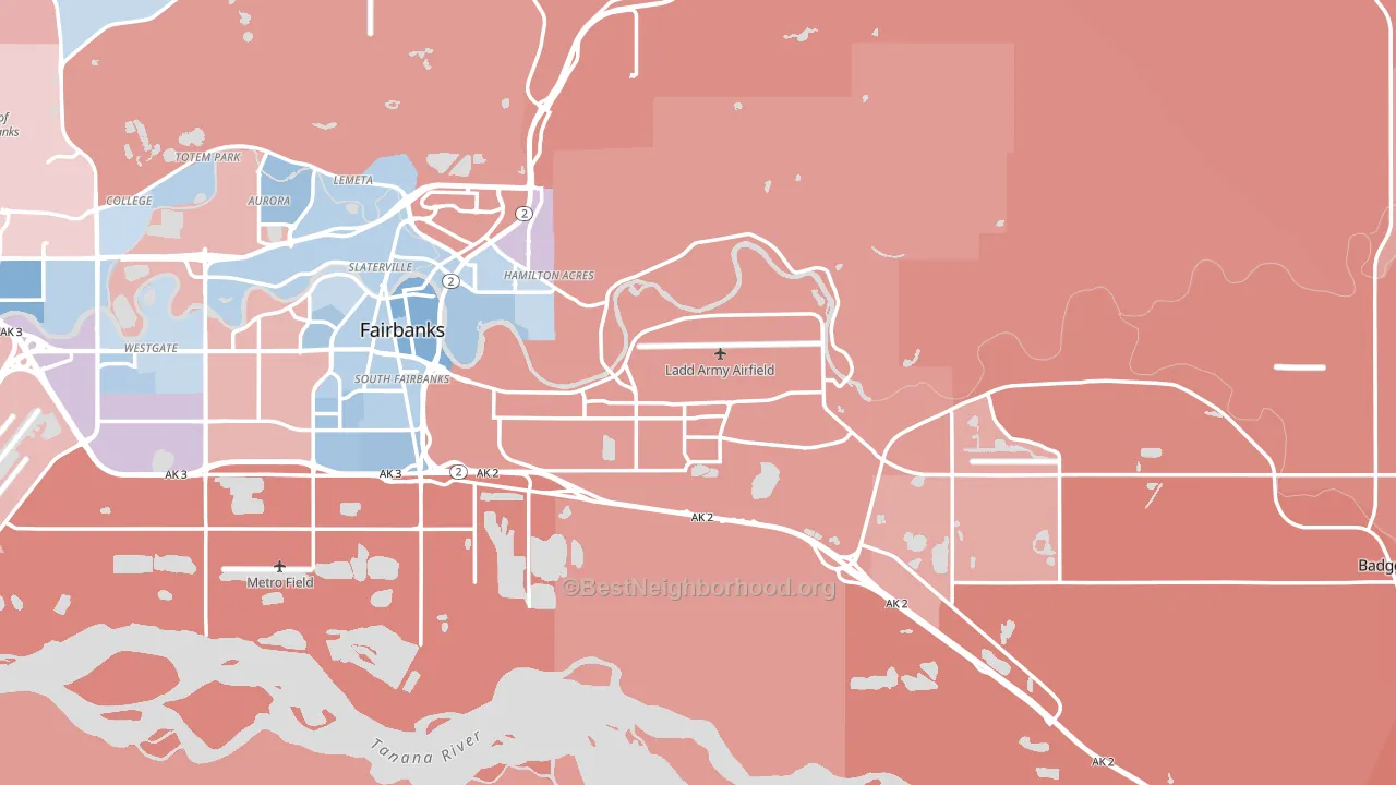 Fairbanks North Star Borough, AK block-group political-lean map