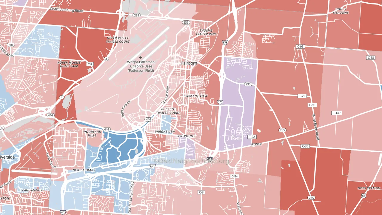 Fairborn, OH block-group political-lean map