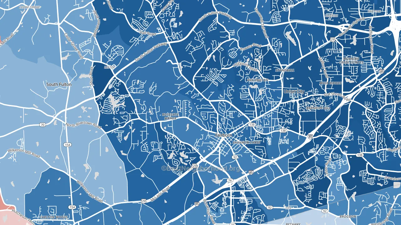 Fairburn, GA block-group political-lean map