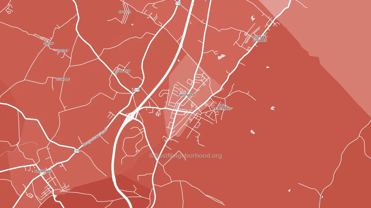 Fairchance, PA block-group political-lean map