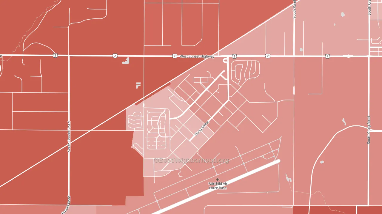 Fairchild AFB, WA block-group political-lean map