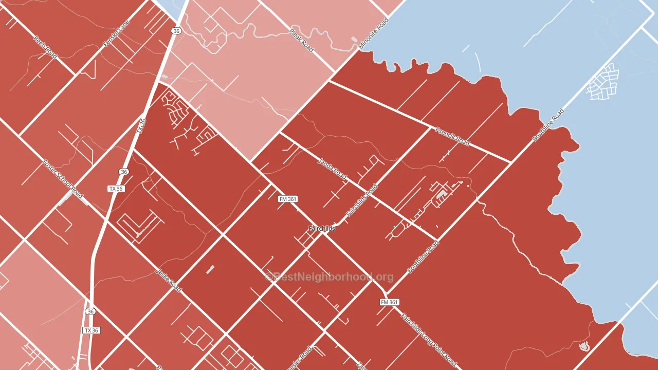 Fairchilds, TX block-group political-lean map