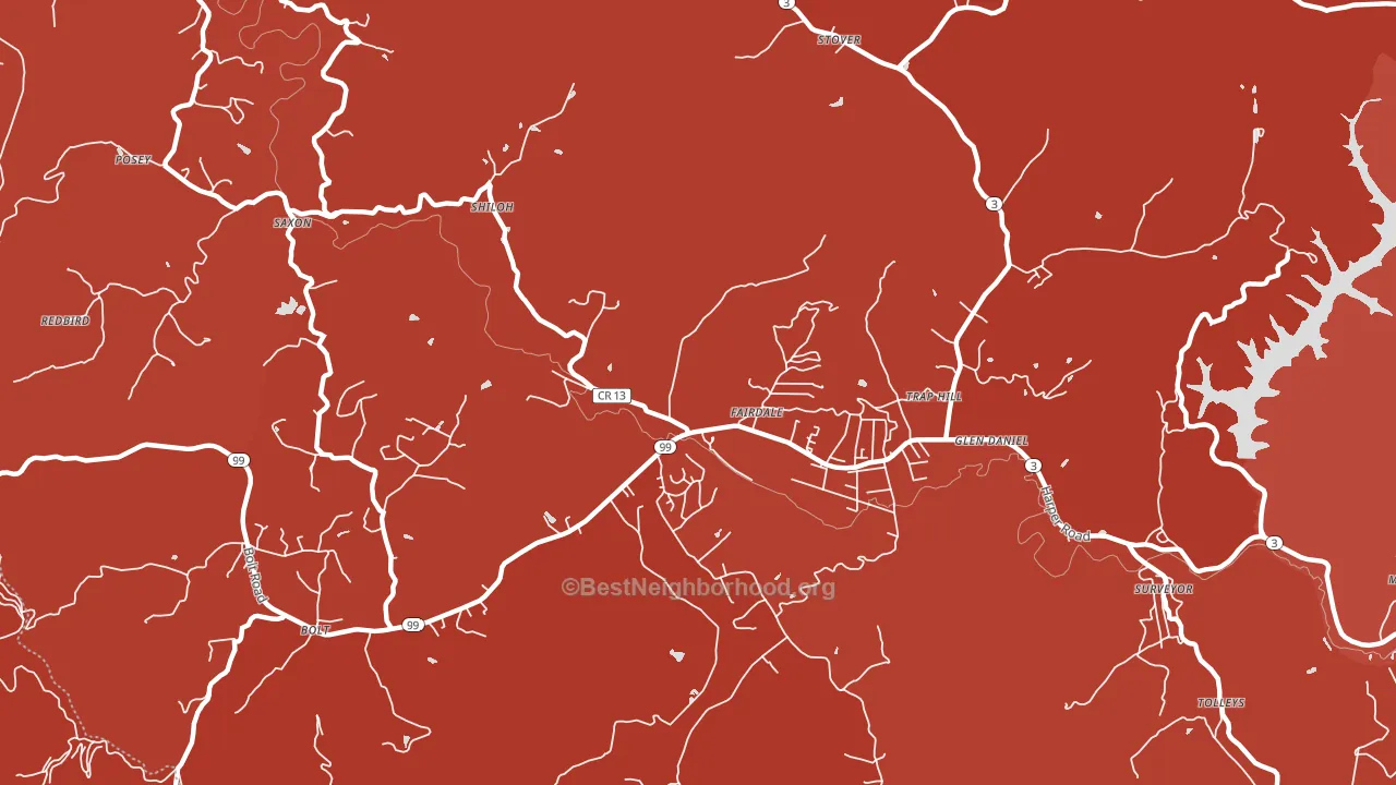 Fairdale, WV block-group political-lean map