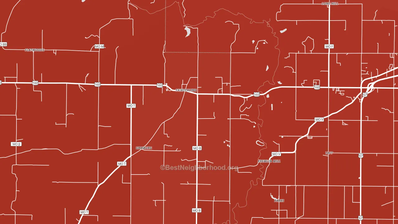 Fairdealing, MO block-group political-lean map