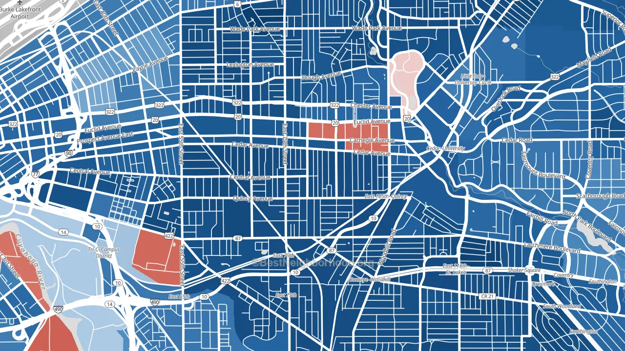 Fairfax, Cleveland, OH block-group political-lean map